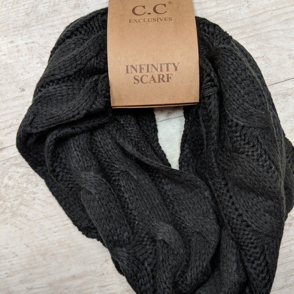 C.C Accessories - Black CC Beanie Brand Infinity Scarf.